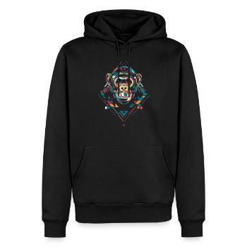 Art géométrique coloré des chimpanzés - Sweat à capuche Premium bio Homme - noir - Devant - Nico (187cm)