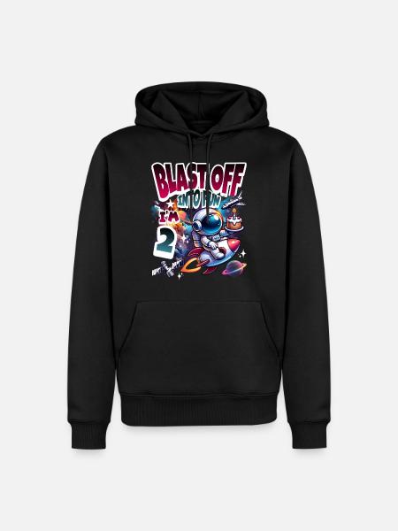 Astronaut 2nd Birthday Space - Men’s Premium Organic Hoodie - black
