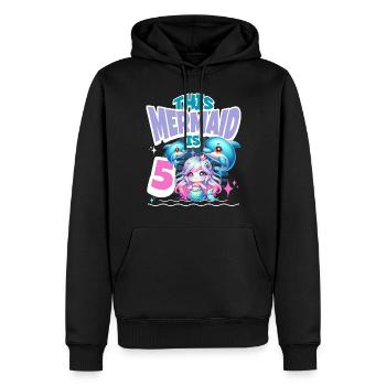 Meerjungfrau 5. Geburtstag Mädchen Kinder - Männer Premium Bio Hoodie - Schwarz - Vorne - Nico (187cm)