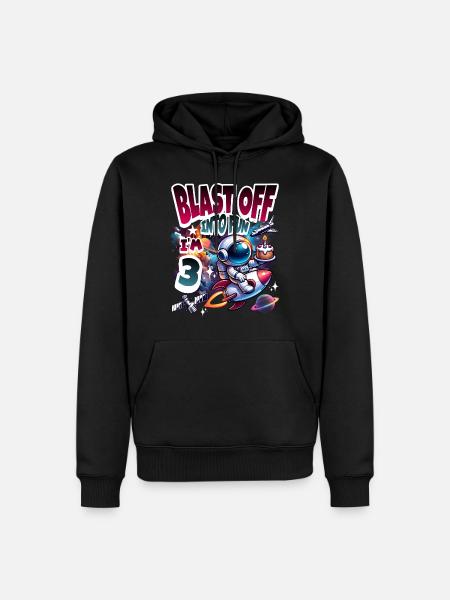 Astronaut 3rd Birthday Space - Men’s Premium Organic Hoodie - black