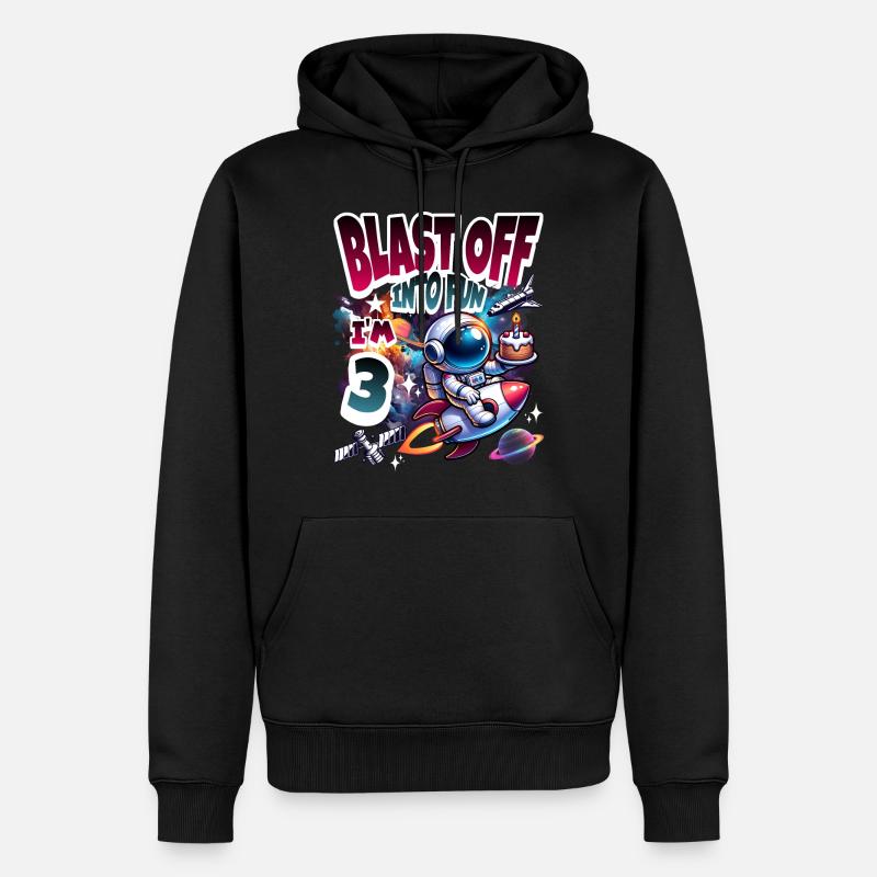 Astronaute 3ème Anniversaire Espace - Sweat à capuche Premium bio Homme - noir