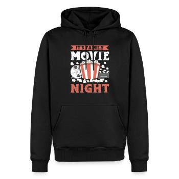 Popcorn Soirée cinéma en famille Soirée cinéma pop-corn - Sweat à capuche Premium bio Homme - noir - Devant - Nico (187cm)