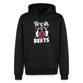 Fresh Beets Music and Vegetables Vegan Farmer - Men’s Premium Organic Hoodie - black - Front - Nico (187cm)