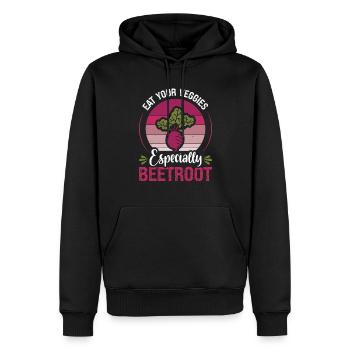 Betterave Légumes Mangez vos légumes Betterave - Sweat à capuche Premium bio Homme - noir - Devant - Nico (187cm)