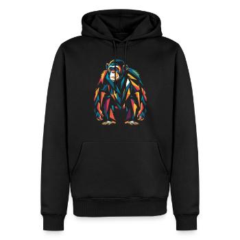 Bunter Schimpanse Porträt Kunstwerk - Männer Premium Bio Hoodie - Schwarz - Vorne - Nico (187cm)