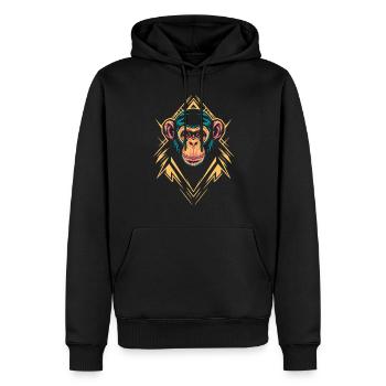 Tête de singe aux formes géométriques - Sweat à capuche Premium bio Homme - noir - Devant - Nico (187cm)