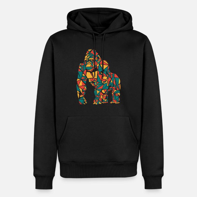 Bunter Geometrischer Gorilla - Männer Premium Bio Hoodie - Schwarz