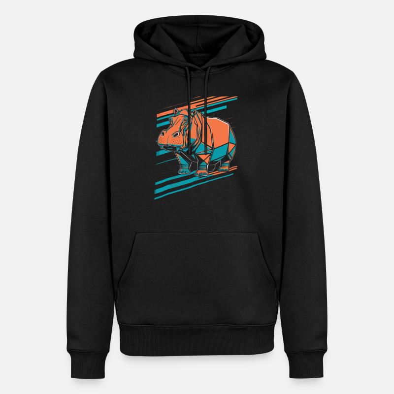 Geometrischer Hippo Kunst Design - Männer Premium Bio Hoodie - Schwarz