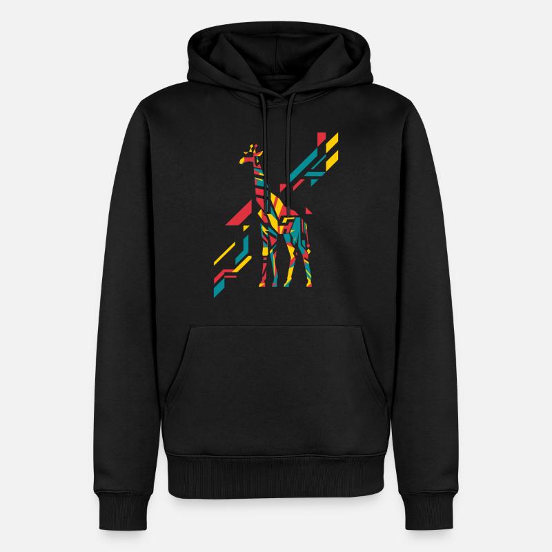 Bunte Abstrakte Giraffe Kunst - Männer Premium Bio Hoodie - Schwarz