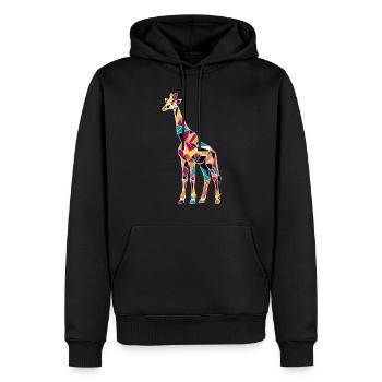 Bunte Giraffenmosaik Kunstwerk - Männer Premium Bio Hoodie - Schwarz - Vorne - Nico (187cm)