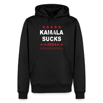 Kamala suce 2024 Mème drôle - Sweat à capuche Premium bio Homme - noir - Devant - Nico (187cm)