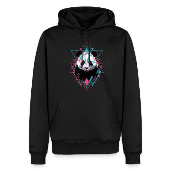 Geometrischer Panda Kunstwerk - Männer Premium Bio Hoodie - Schwarz - Vorne - Nico (187cm)