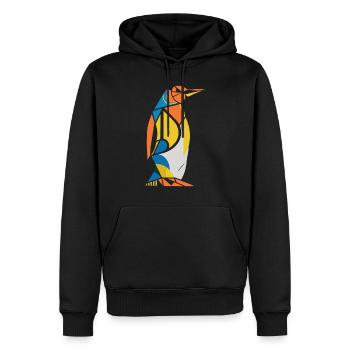 Bunter Pinguin Geometrisches Kunstwerk - Männer Premium Bio Hoodie - Schwarz - Vorne - Nico (187cm)