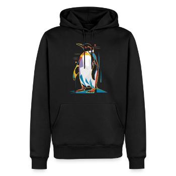 Pingouin géométrique coloré - Sweat à capuche Premium bio Homme - noir - Devant - Nico (187cm)