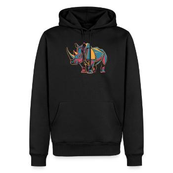 Rhinocéros géométrique coloré - Sweat à capuche Premium bio Homme - noir - Devant - Nico (187cm)