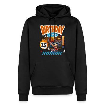 15e anniversaire de basket-ball - Sweat à capuche Premium bio Homme - noir - Devant - Nico (187cm)