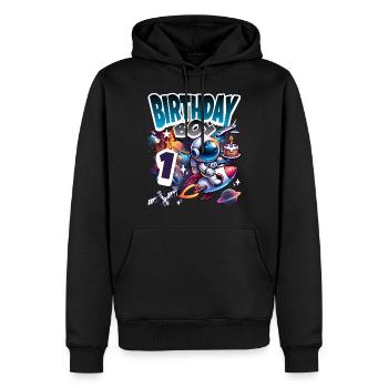 Astronaute 1er anniversaire Espace - Sweat à capuche Premium bio Homme - noir - Devant - Nico (187cm)