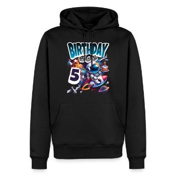 Astronaute 5e anniversaire Espace - Sweat à capuche Premium bio Homme - noir - Devant - Nico (187cm)