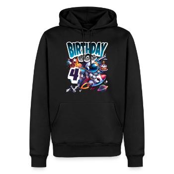 Astronaute 4e anniversaire Espace - Sweat à capuche Premium bio Homme - noir - Devant - Nico (187cm)