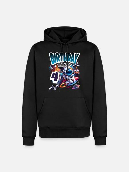Astronaut 4th Birthday Space - Men’s Premium Organic Hoodie - black