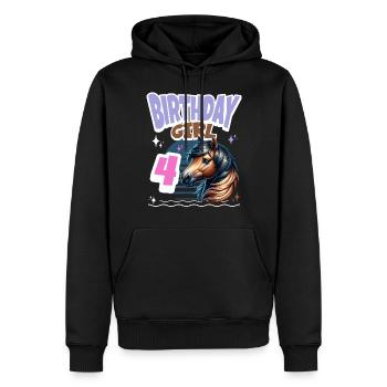 Pferd 4. Geburtstag Mädchen Kinder - Männer Premium Bio Hoodie - Schwarz - Vorne - Nico (187cm)
