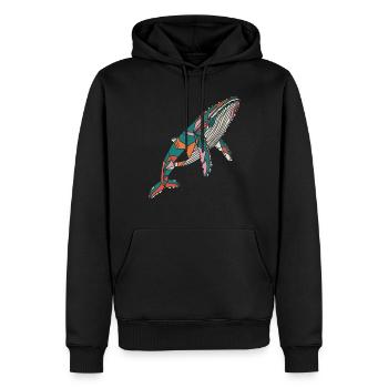 Bunter Geometrischer Wal Kunstwerk - Männer Premium Bio Hoodie - Schwarz - Vorne - Nico (187cm)