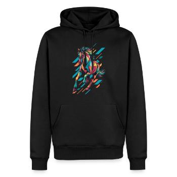 Conception géométrique colorée du cheval - Sweat à capuche Premium bio Homme - noir - Devant - Nico (187cm)