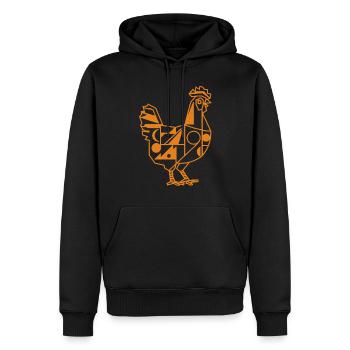 Graphique géométrique d’animal de la ferme : Poulet en orange - Sweat à capuche Premium bio Homme - noir - Devant - Nico (187cm)