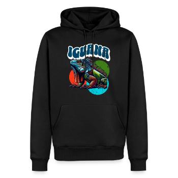 Iguane - Sweat à capuche Premium bio Homme - noir - Devant - Nico (187cm)