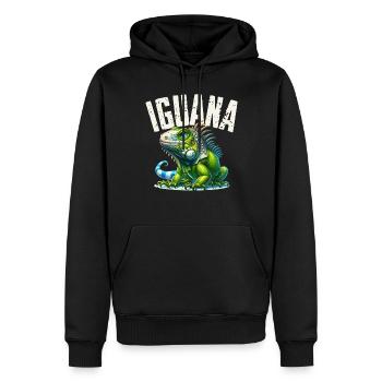 Iguane - Sweat à capuche Premium bio Homme - noir - Devant - Nico (187cm)