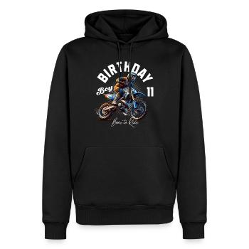 11e anniversaire de motocross - Sweat à capuche Premium bio Homme - noir - Devant - Nico (187cm)