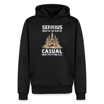 Kreative Sandburgen Kunst am Strand | Skulpturen - Männer Premium Bio Hoodie - Schwarz - Vorne - Nico (187cm)