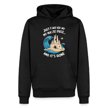 Kreative Sandburgen Kunst am Strand | Skulpturen - Männer Premium Bio Hoodie - Schwarz - Vorne - Nico (187cm)