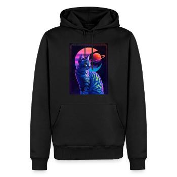 Animal Art Planet Fantasy Artwork : Chat dans le - Sweat à capuche Premium bio Homme - noir - Devant - Nico (187cm)