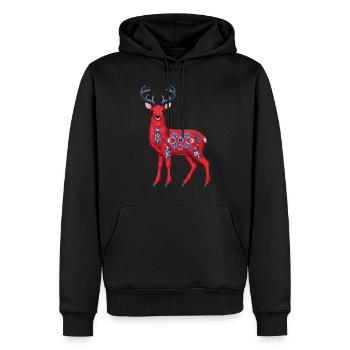 Red deer with floral pattern - Men’s Premium Organic Hoodie - black - Front - Nico (187cm)