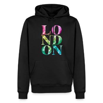 London Souvenir Bunt Aquarell Design - Männer Premium Bio Hoodie - Schwarz - Vorne - Nico (187cm)