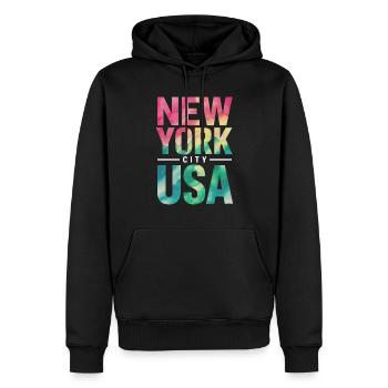 New York City États-Unis Souvenir - Sweat à capuche Premium bio Homme - noir - Devant - Nico (187cm)