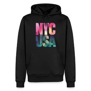 Souvenir de New York aux États-Unis – Remembering New York - Sweat à capuche Premium bio Homme - noir - Devant - Nico (187cm)