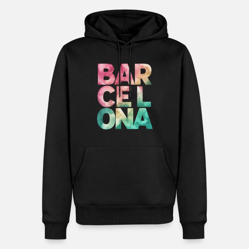 Souvenir de Barcelone Style Aquarelle - Sweat à capuche Premium bio Homme - noir
