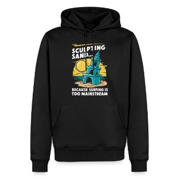 Kreative Sandburgen Kunst am Strand | Skulpturen - Männer Premium Bio Hoodie - Schwarz - Vorne - Nico (187cm)