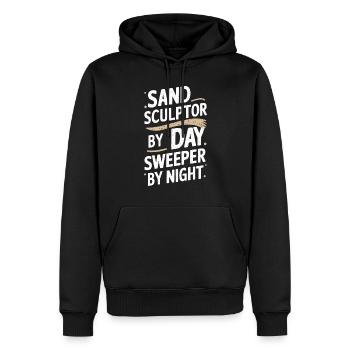 Sculpteurs de sable professionnels sur la plage du - Sweat à capuche Premium bio Homme - noir - Devant - Nico (187cm)