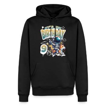 Astronaute 9e anniversaire Chien de l'espace drôle - Sweat à capuche Premium bio Homme - noir - Devant - Nico (187cm)