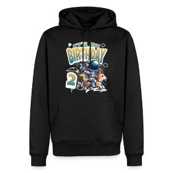 Astronaute 2e anniversaire Chien de l'espace drôle - Sweat à capuche Premium bio Homme - noir - Devant - Nico (187cm)