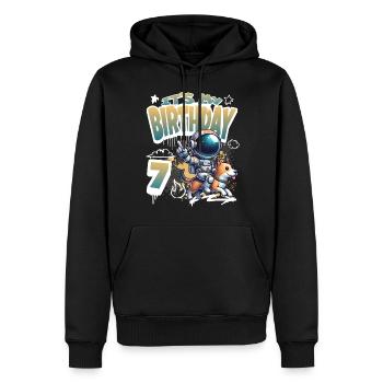 Astronaute 7e anniversaire Chien de l'espace drôle - Sweat à capuche Premium bio Homme - noir - Devant - Nico (187cm)