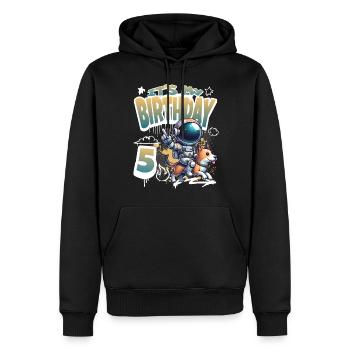 Astronaute 5e anniversaire Chien de l'espace drôle - Sweat à capuche Premium bio Homme - noir - Devant - Nico (187cm)