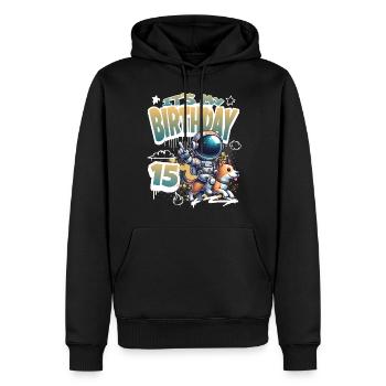 Astronaute 15e anniversaire Chien de l'espace drôle - Sweat à capuche Premium bio Homme - noir - Devant - Nico (187cm)