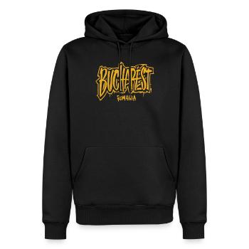 Varsovie, Pologne, souvenir - Sweat à capuche Premium bio Homme - noir - Devant - Nico (187cm)