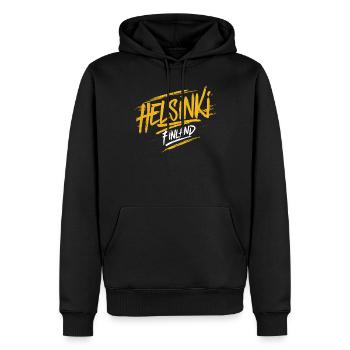 Souvenir d'Helsinki Finlande - Sweat à capuche Premium bio Homme - noir - Devant - Nico (187cm)