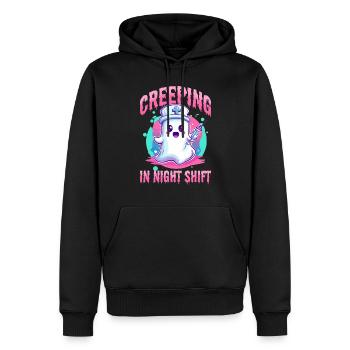 Infirmière Halloween fantôme rampant dans le quart de nuit - Sweat à capuche Premium bio Homme - noir - Devant - Nico (187cm)