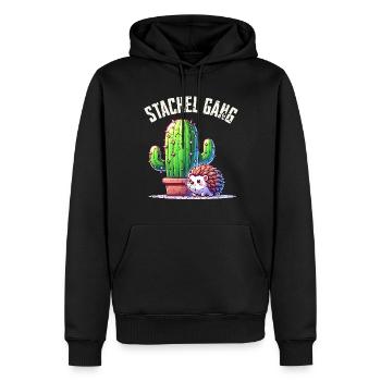 Stachel Gang Igel Kaktus - Männer Premium Bio Hoodie - Schwarz - Vorne - Nico (187cm)
